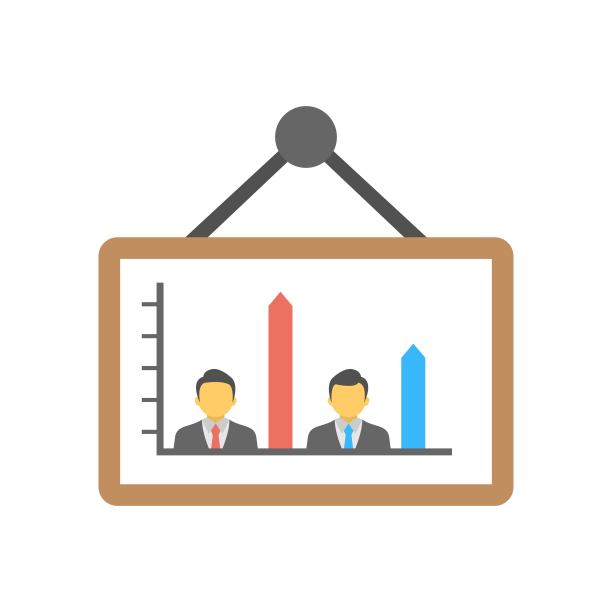 员工排名比较图表图标：灵巧度与技能对比图片下载