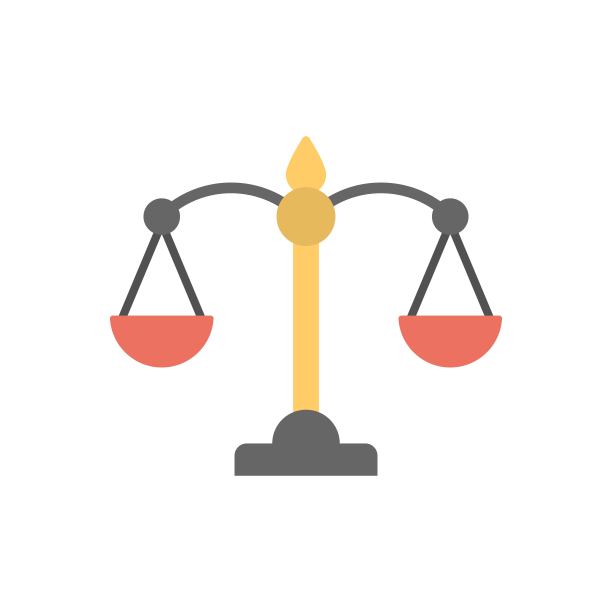 比例图标插图为正义的概念。平面设计风格。图片下载