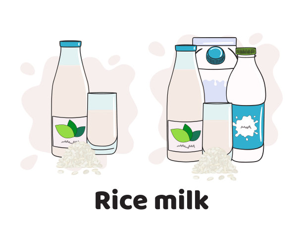 模板与牛奶在玻璃，瓶子和盒子。素食牛奶图标图片下载