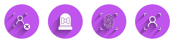 设置拒绝人脸识别，运动传感器，指纹和脸部图标长阴影。向量图片下载