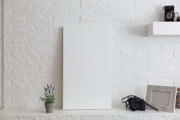 模拟海报与复古潮人阁楼室内背景，3D渲染图片下载