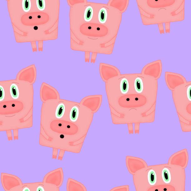 无缝模式与猪在丁香背景图片下载