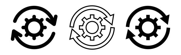 设置更新系统图标齿轮，加载或更新文件，安装新软件，操作系统，更新支持，设置选项，维护，调整应用程序进程，服务理念图片下载