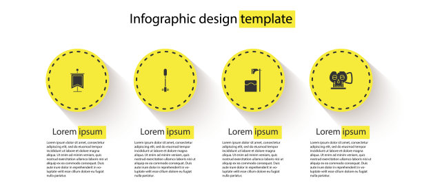 在树块上放置中世纪旗帜，火炬火焰，刽子手斧头和头骨上的杯子。业务信息图模板。向量图片下载