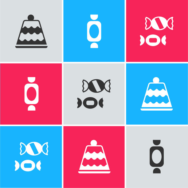 设置蛋糕，糖果和图标。向量图片下载