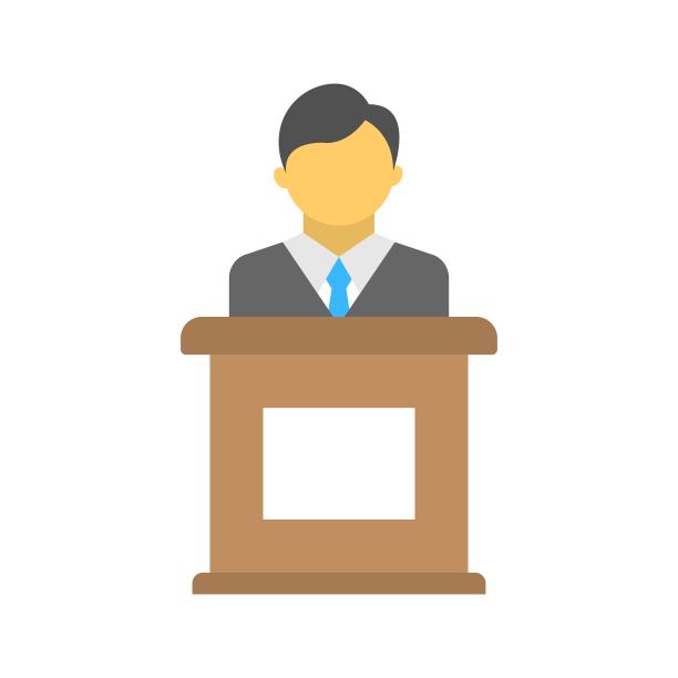 演讲者背后论坛图标插图。讲座、会议的迹象。图片下载