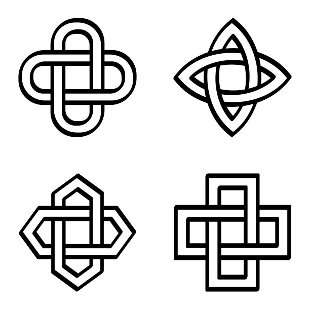 向量单色图标设置与古代装饰主题所罗门结图片下载