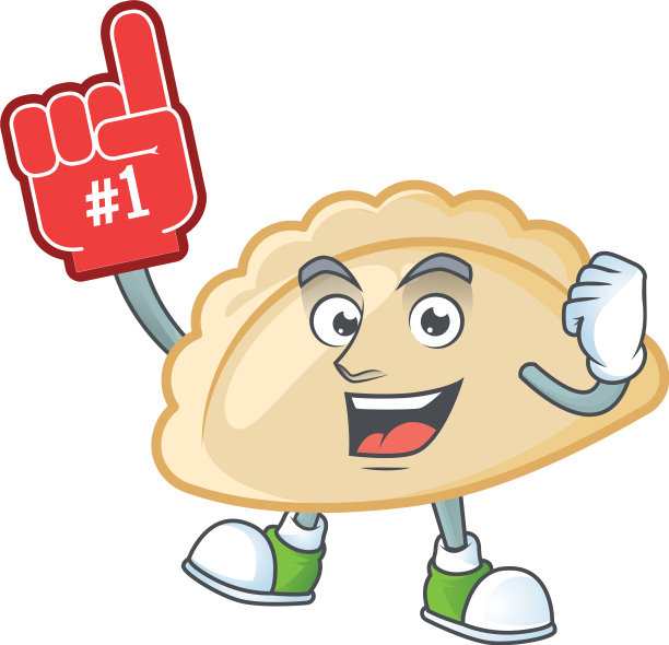 吉祥物皮耶罗吉卡通风格的持有泡沫手指图片下载