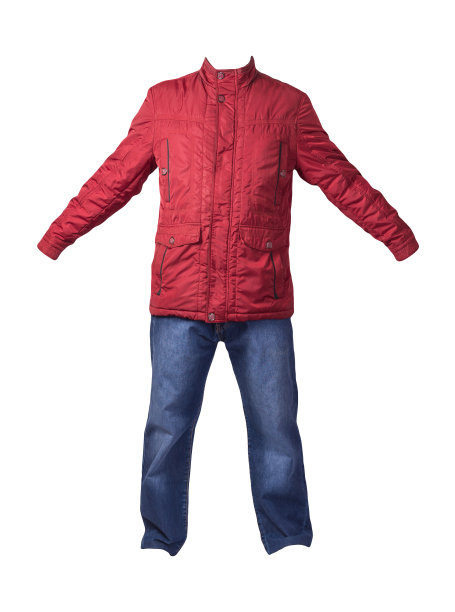 男人的夹克和牛仔裤孤立在白色背景。图片下载