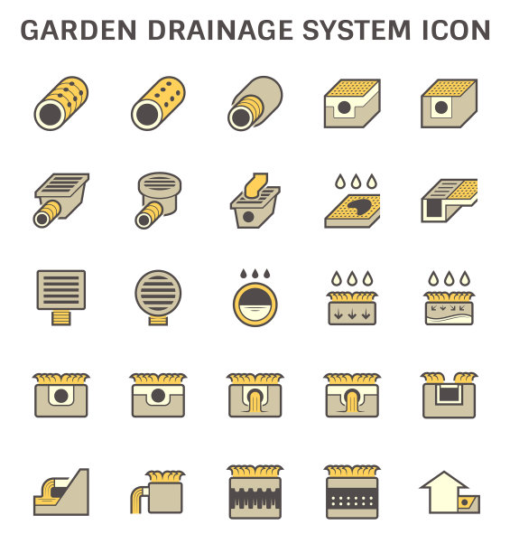 园林排水系统及管道图标集设计图片下载