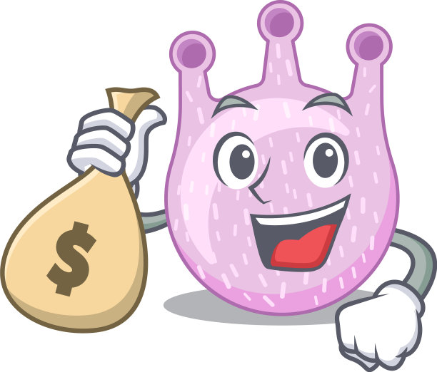 丰富的绿色链球菌卡通设计hold图片下载