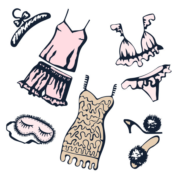 矢量装饰手绘女性内衣装饰背景。浪漫的方形印花用于纺织品，布料，剪贴簿图片下载