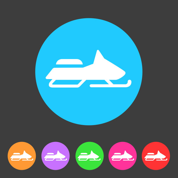 雪地车滑雪板外装饰运动图标平面网页标志图片下载