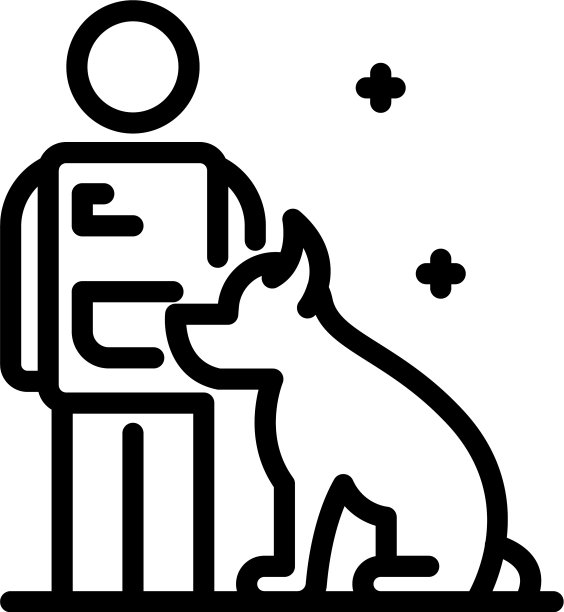 警犬训练图标轮廓风格图片下载