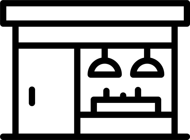 街头咖啡店图标轮廓风格图片下载