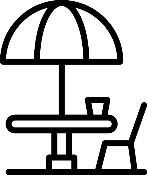 街头咖啡伞下图标轮廓风格图片下载
