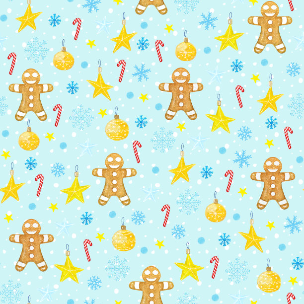 圣诞背景有姜饼，糖果，雪花和星星图片下载