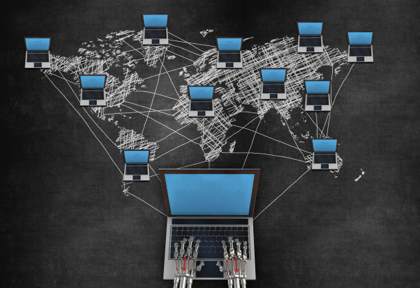 电脑网络，全球通信概念图片下载
