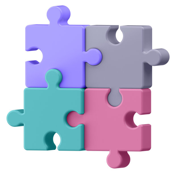 3D插图拼图在卡通风格不是白色的背景。非常适合登陆页面、移动应用程序或网站。图片下载
