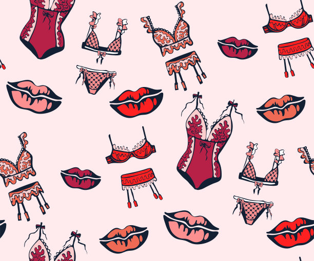 矢量装饰手绘女人饰品装饰背景。浪漫无缝图案点缀。矢量模式。用于纺织、布料、墙纸、包装印刷图片下载