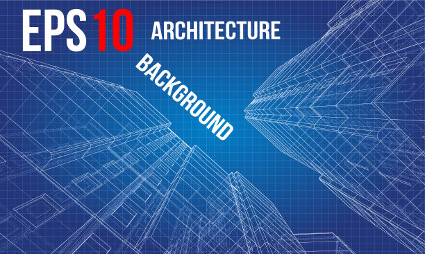 多层建筑的线框模型图片下载