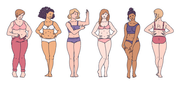 设女人站在内衣夹脂肪图片下载