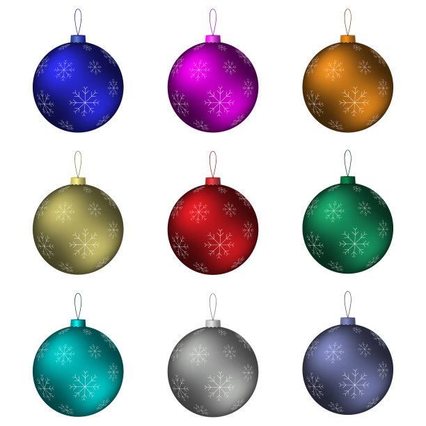 一套圣诞球在白色的背景。图片下载