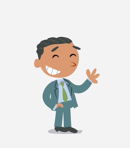 卡通人物的商人一边笑一边挥手图片下载