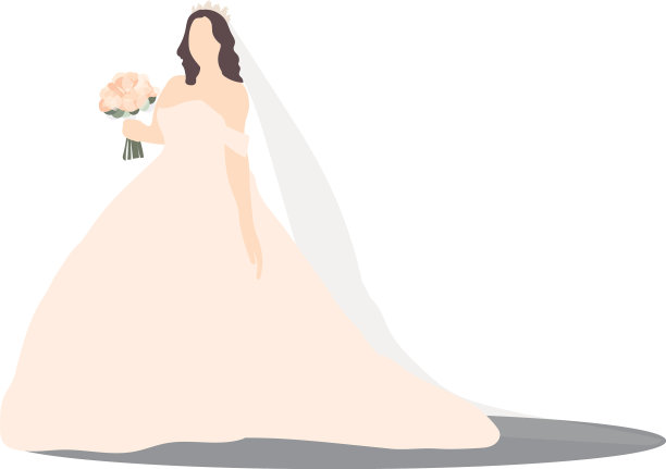 新娘身着婚纱，手捧花束图片下载
