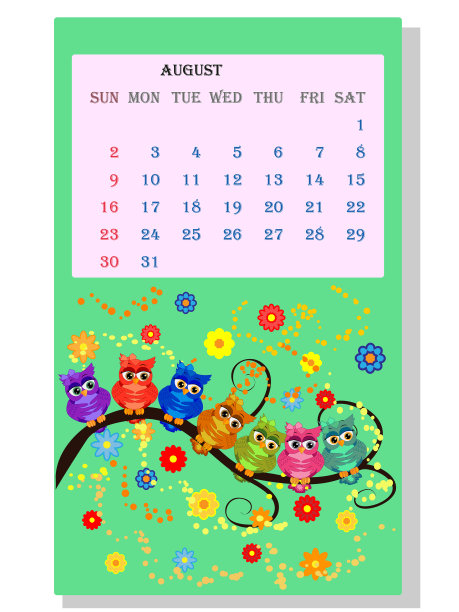 日历2021可爱的日历与有趣的卡通图片下载