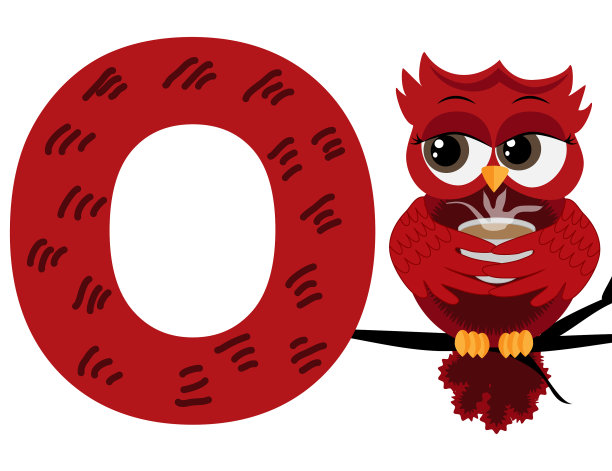 动物字母表中的o代表猫头鹰图片下载