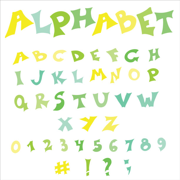 孤立手绘五彩英语图片下载