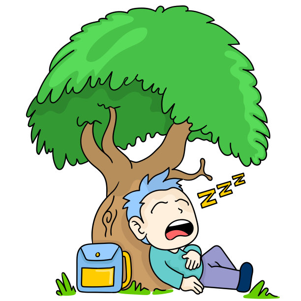 一个男生在树下睡觉图片下载