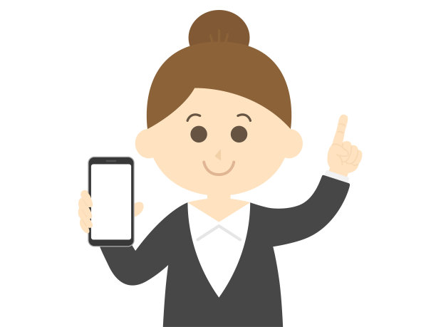 一名妇女在展示智能手机屏幕的插图。图片下载