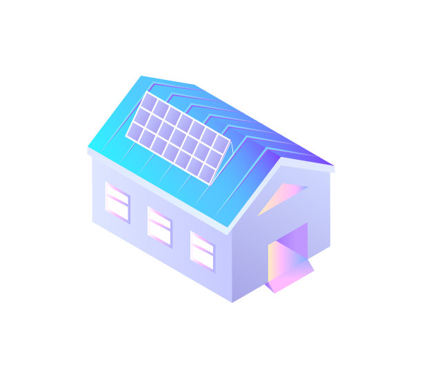 屋顶安装太阳能电池的建筑图片下载