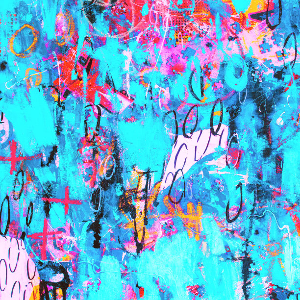 手绘现代多色混合媒体艺术帆布图片下载