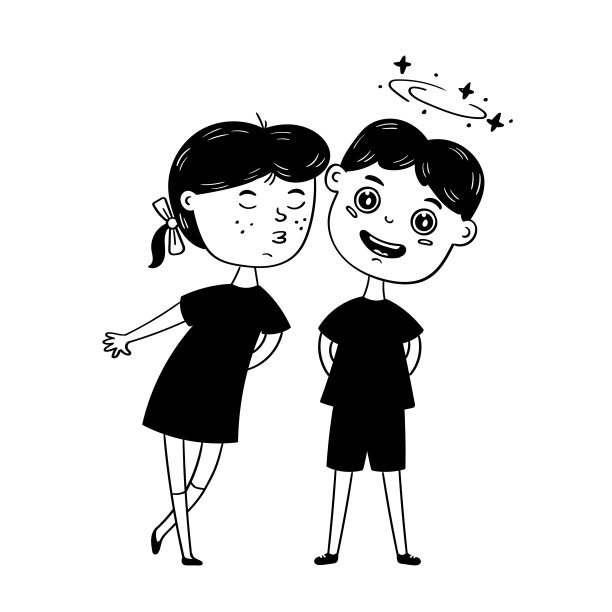 女孩亲吻男孩图片下载