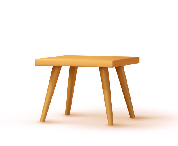 木桌子。逼真的3d木桌与阴影隔离。矢量图图片下载
