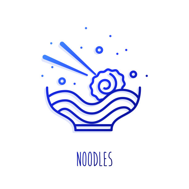 淡菜和面条的亚洲汤。向量图片下载