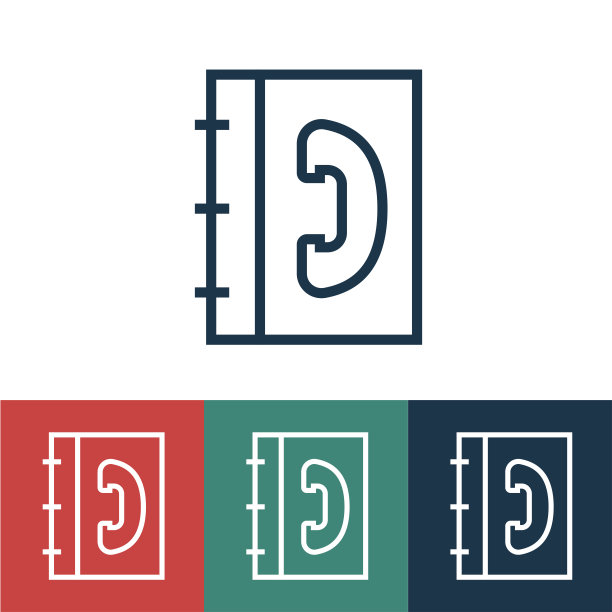 线性矢量图标与电话本图片下载