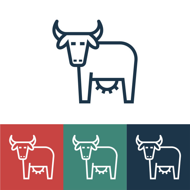 直线矢量图标与奶牛从侧面图片下载