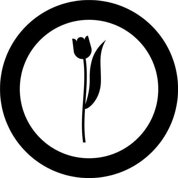 花卉郁金香植物剪影图标在圆圈图片下载