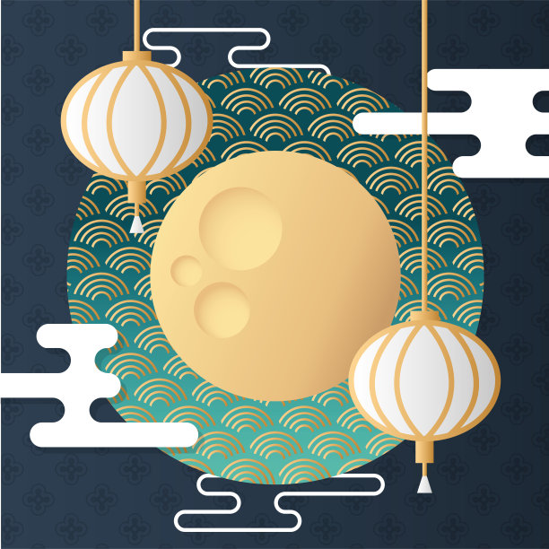 挂着月亮和灯笼的中秋海报图片下载