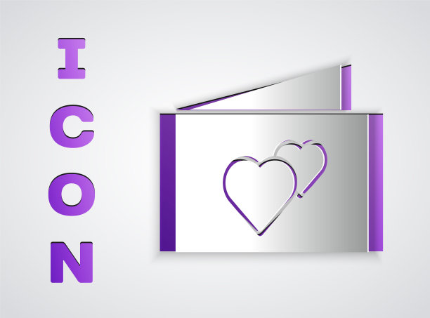 剪纸贺卡图标孤立在灰色的背景。庆祝海报模板的邀请或贺卡。纸艺术风格。向量图片下载