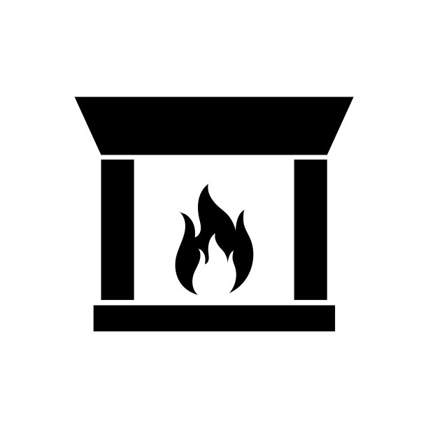 壁炉图标，标志孤立在白色背景图片下载