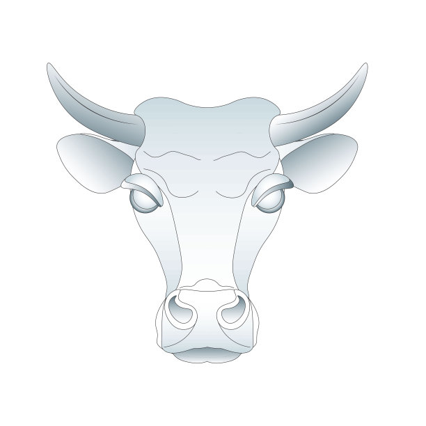 一头公牛，长着大角，令人生畏。图形矢量图。灰白色梯度。一年的象征。图片下载