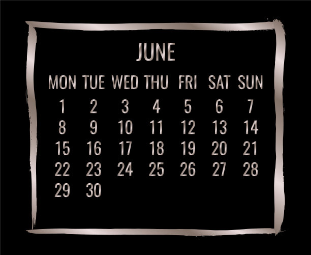 2020年6月月金历图片下载