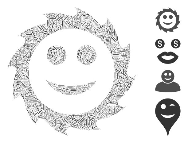 直线圆形叶片微笑图标马赛克图片下载