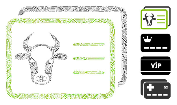 线性奶牛帐户卡图标马赛克图片下载