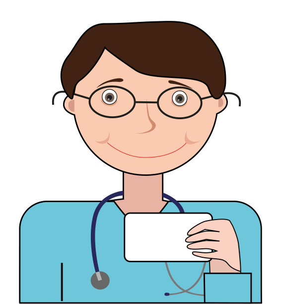 医生手里拿着一张白色背景的名片图片下载